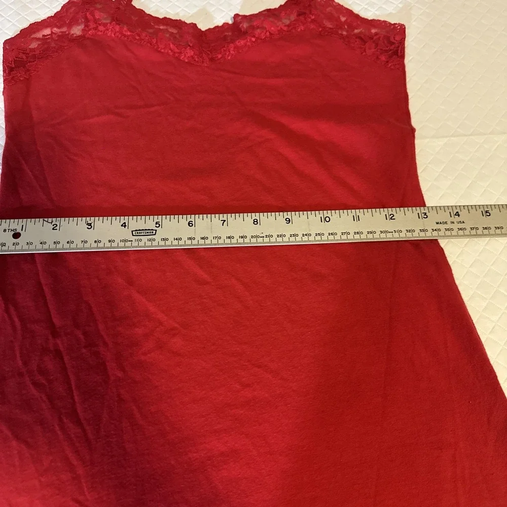 A&B Active Basic Womens Tank Top‎ Camisole Size S/M Red V Neck Lace Trim